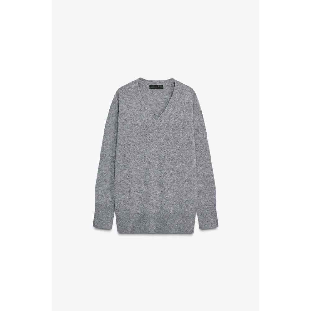 Zara Vneck Wool Women’s S Oversized Gray Sweater $89